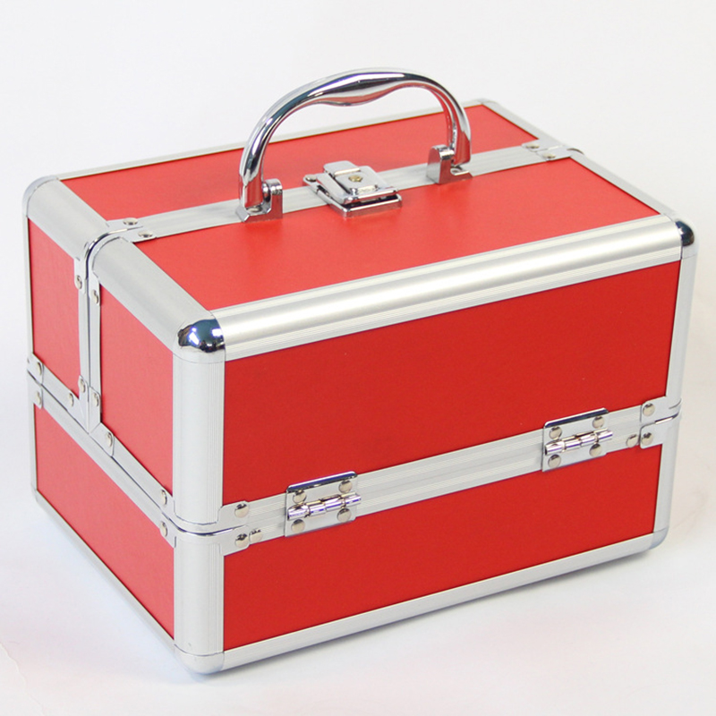 Make up opbevaringsboks søde kosmetiske makeup arrangør smykker boks kvinder arrangør til rejse opbevaringsbokse taske kuffert: Rød