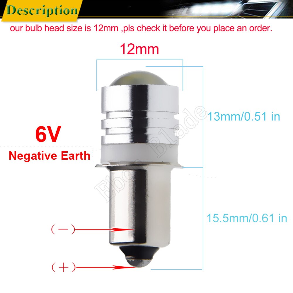 Pair P13.5S PR2 PR3 COB 1W LED Upgrade Bulb White For Flashlight LED Replacement Torch Work Light Lamp 3V 6V 12V 18V 24V 30V: 6V DC