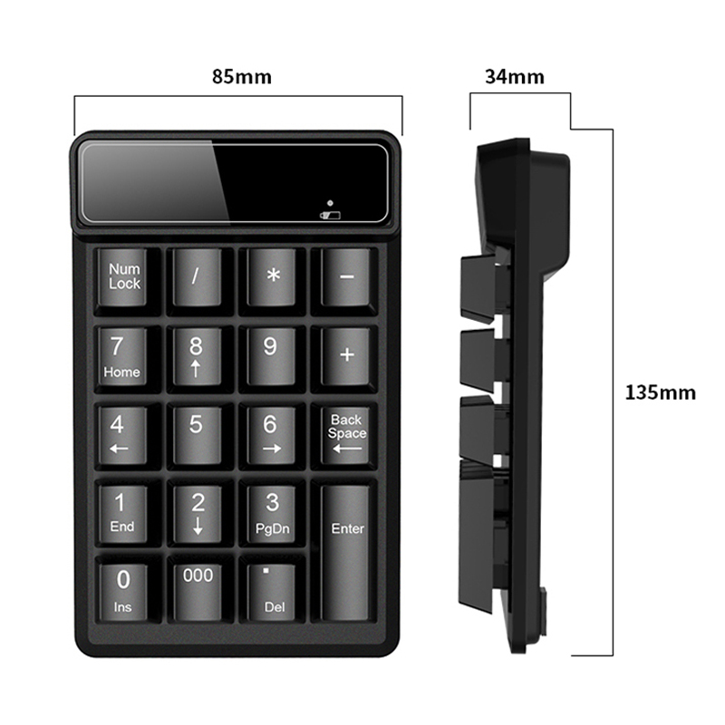 2.4G Draadloos Numeriek Toetsenbord Mechanisch Gevoel 19-toetsen Numpad-toetsen Nummer bedraad Digitaal Toetsenbord Voor PC Boekhoudingstaken Toetsenbord