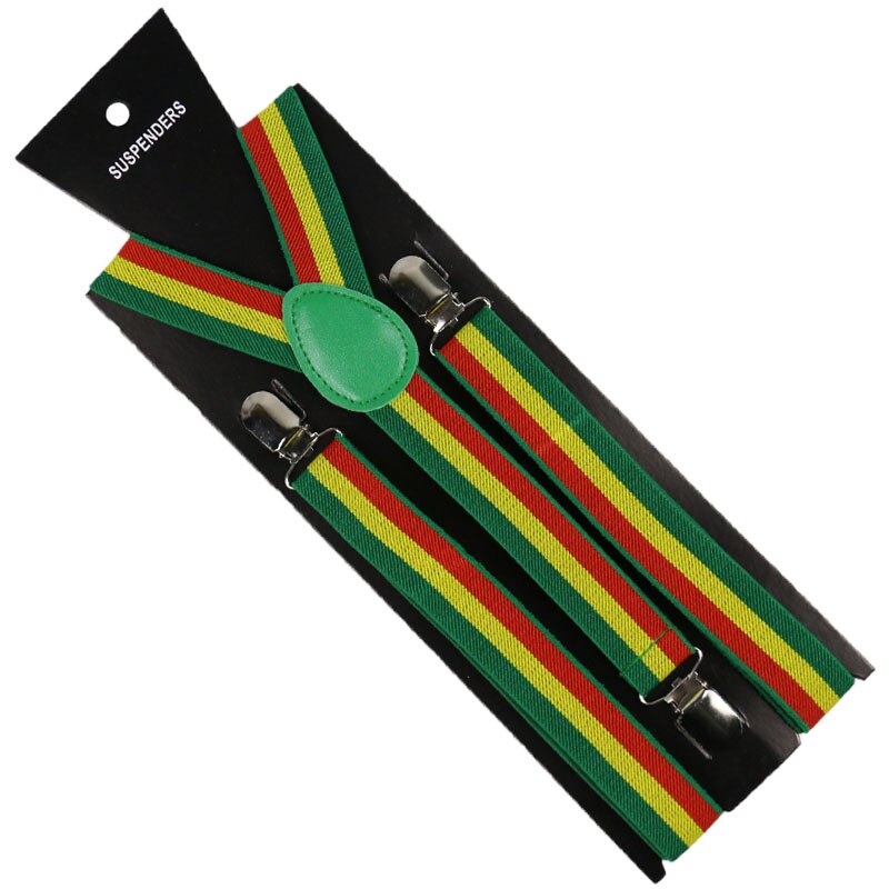 2.5cm brede justerbare y-ryg grøn gul rød jamaica flag stribede seler herre dame