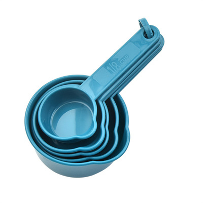 5/10/11pcs Multifunction Purpose Coffee Sugar Spoons Cup Measuring Tools PP Baking Accessories Plastic Handle Kitchen Gadgets: Dark blue-5pcs-cup