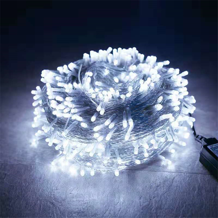Belysning led julelys utendørs 100m 50m 20m 8 moduser lyslenker girlander dekor til fest bryllup hage gate: Hvit / 11-15w