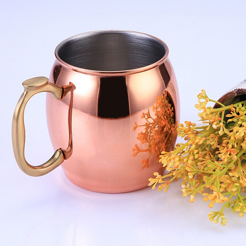 Rvs 304 Koper Plated Bier Mok Cocktail Glas Sap Beker Wijn Glas Koffie Bar Tool Rose Gold