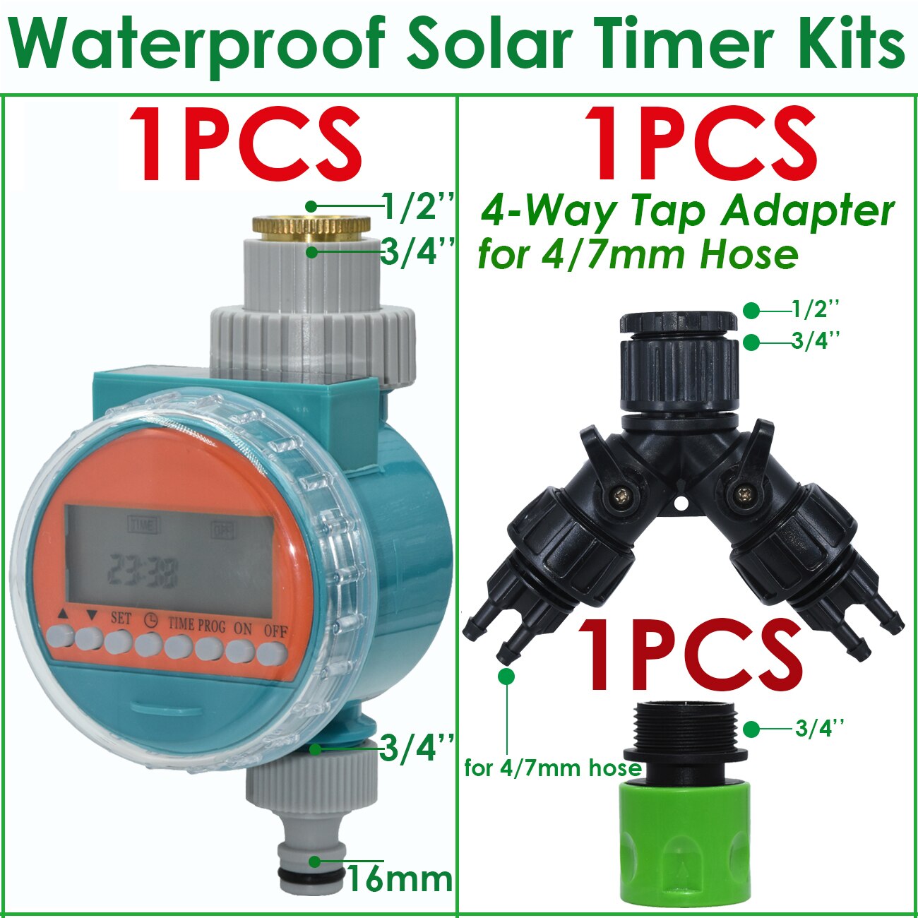 KESLA Irrigation Waterproof Solar Water Timer LCD Greenhouse Automatic Electronic Garden Irrigator Watering Controller System: Waterproof Solar-F