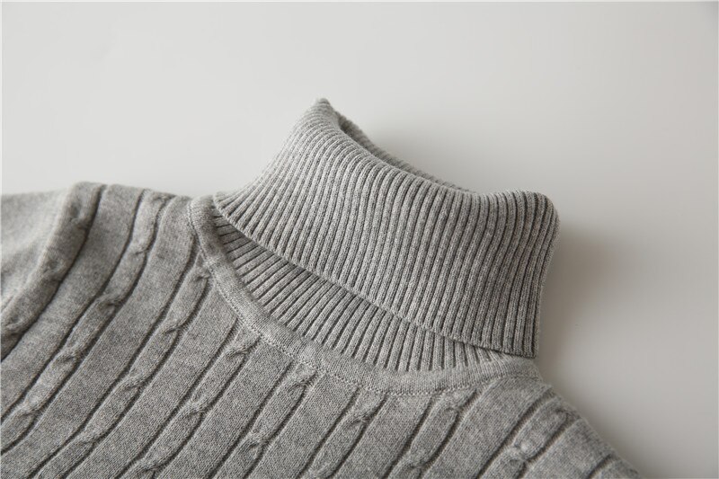 Kid Baby Boy Autumn Winter Turtleneck Pullover Sweater Top, Long-Sleeve Casual Twisted Knitting Elastic Cuff Blouse 3-7Y
