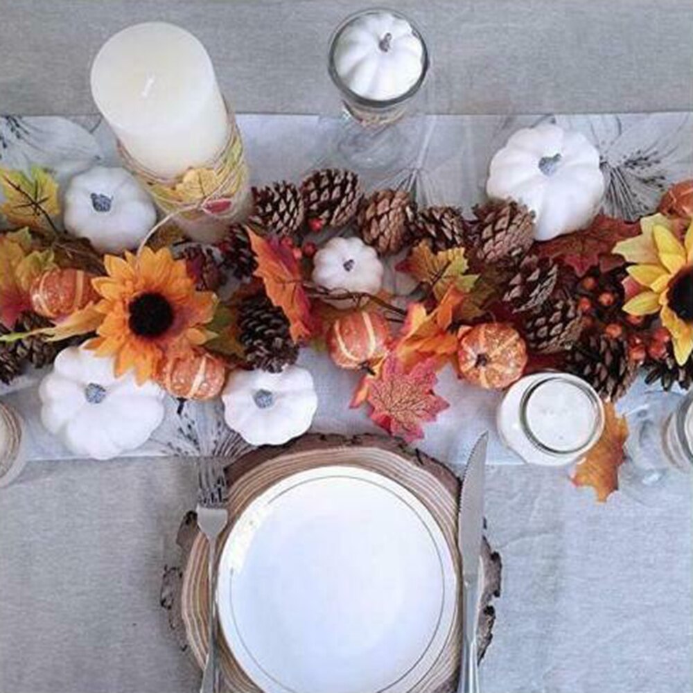 12 stk halloween kunstige hvide græskar høst efterår taksigelsesdekoration til messe, skole, indkøbscenter