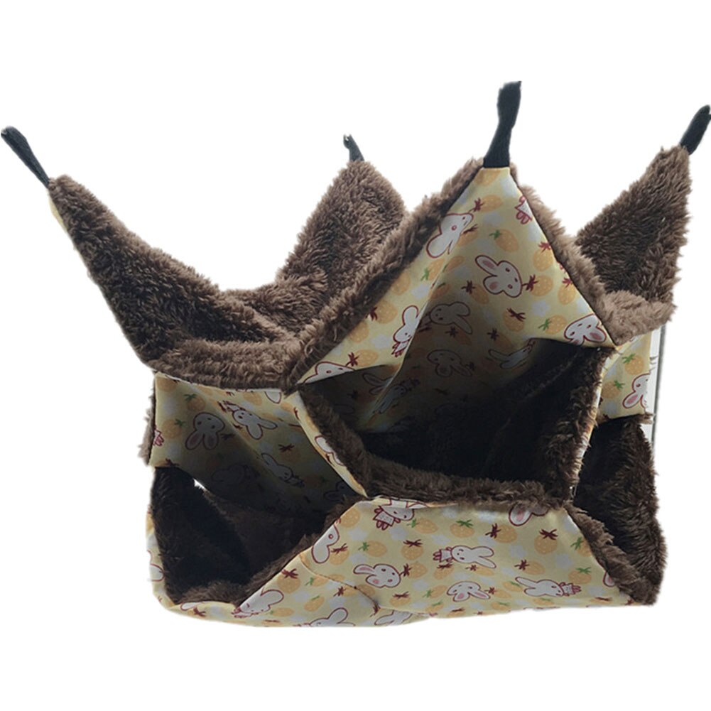 Hamaca de algodón para mascotas, cama para roedores, casa de 3 capas, cálida, hamaca colgante para ratas y hámster, jaula columpio, nido para dormir, suministros para mascotas: Amarillo