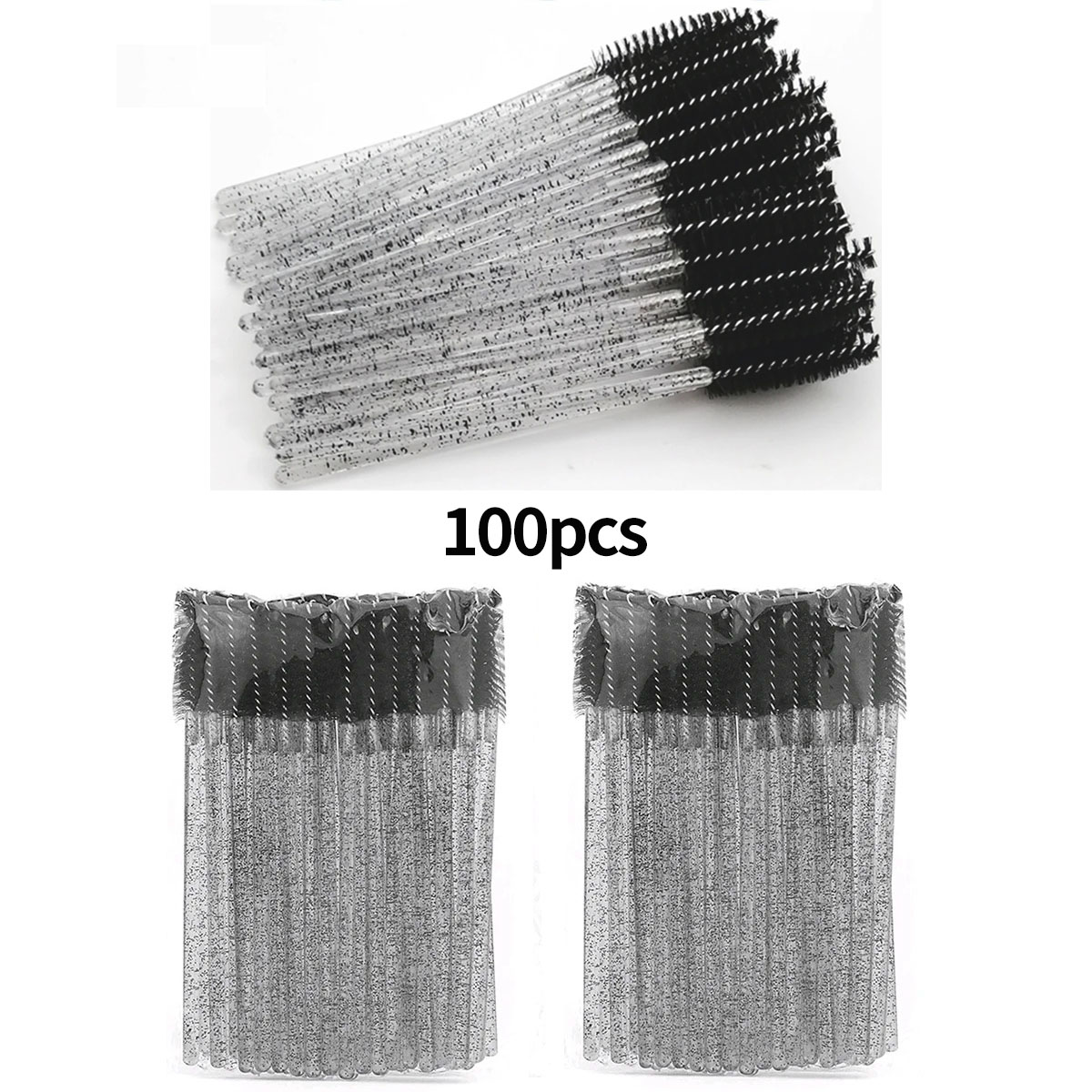 100 pçs escovas de cílios descartáveis carretéis micro lash rímel varinhas pentes atacado para extensão de cílios maquiagem ferramentas cosméticas: Bege