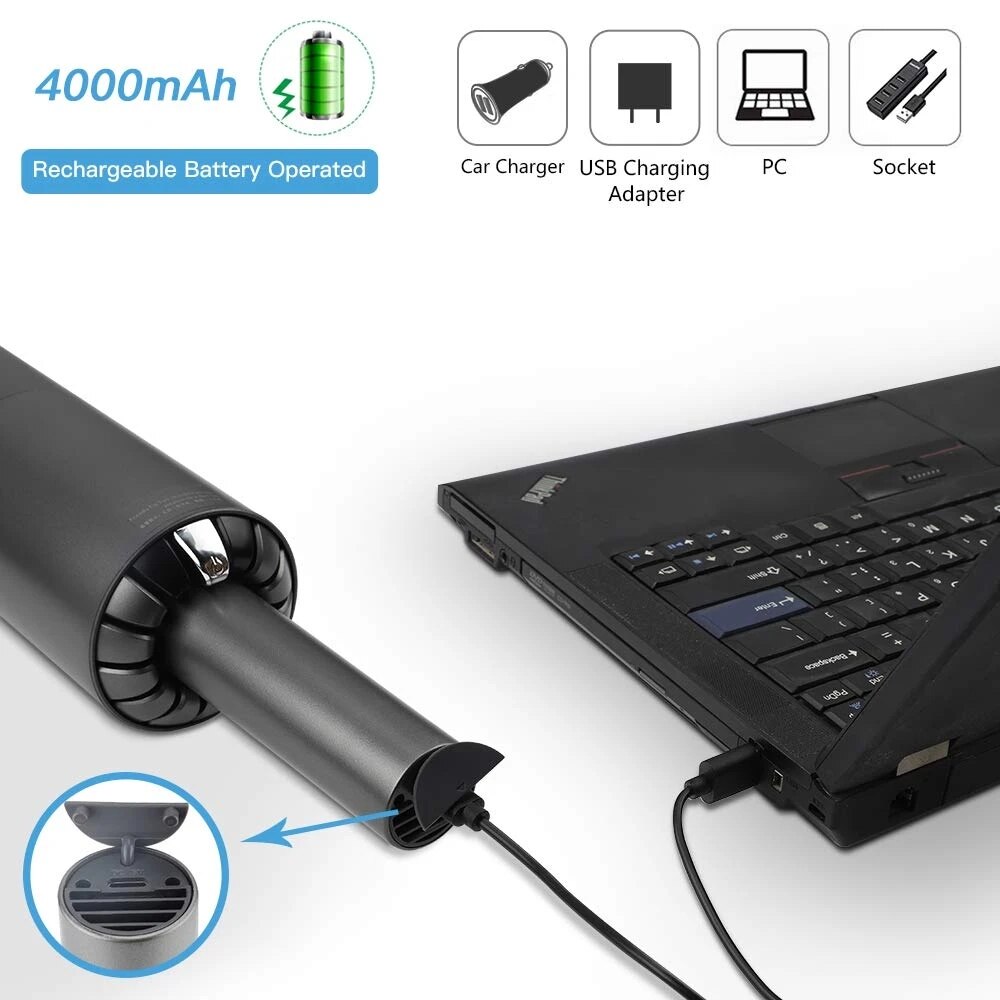 Upgraded Battery Operated Air Duster Keyboard Vacuum Blower 2 in1，Cordless, Portable, No Gas, Replaces Compressed Air Cans PC