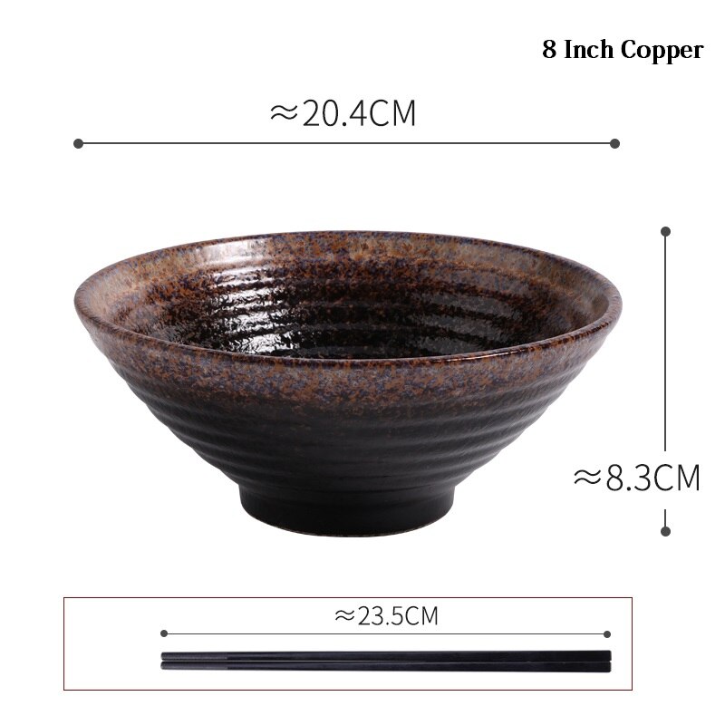 8 Inch Creatieve Japanse Ramen Instant Noodle Kom Grote Keramische Slakom Fruitschaal Soep Spaghetti Pasta Magnetron Servies: Copper