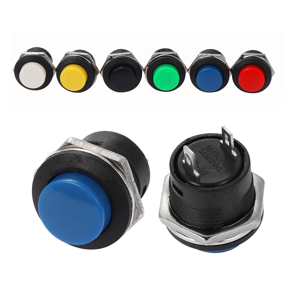 2PCS Mini Starter switch Round Momentary On/Off Push Buttons Horn Switch Automobile Interior Accessories AC 125V 6A/250V 3A Car