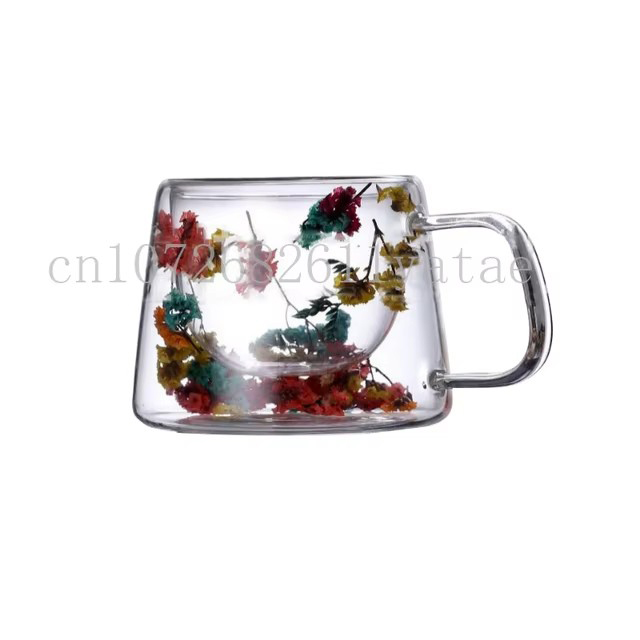 YWDL 1/2/4pcs Double Wall Coffee Mug Heat-resistant Espresso Cup Clear Glass Cup For Cappuccino Tea Water Drinkware: Red
