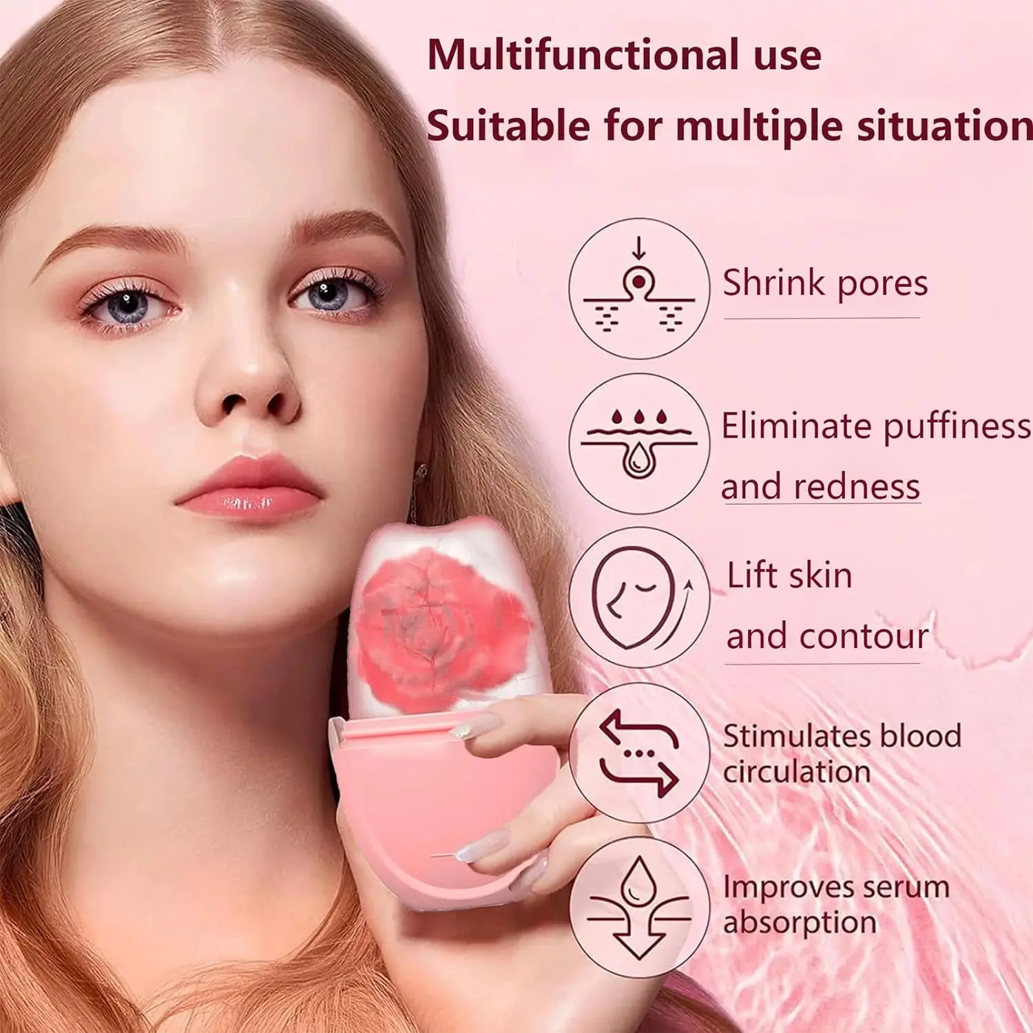 Siliconen Ijsroller Mal Mini Draagbaar Gezichtsreinigingstool Koud Kompres Rustgevende Massage Ijsdoos Duurzaam Huidverzorgingstool