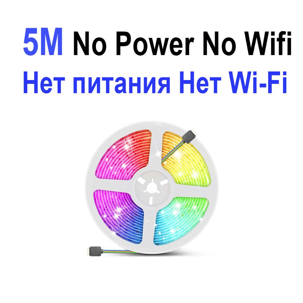 Wifi tuya smart musik led strip lys tv baggrundsbelysningssæt med alexa google home 5050 rgb dæmpbar 5m 10m 15m dc 12v stemmestyring: 5m ingen stik ingen wifi
