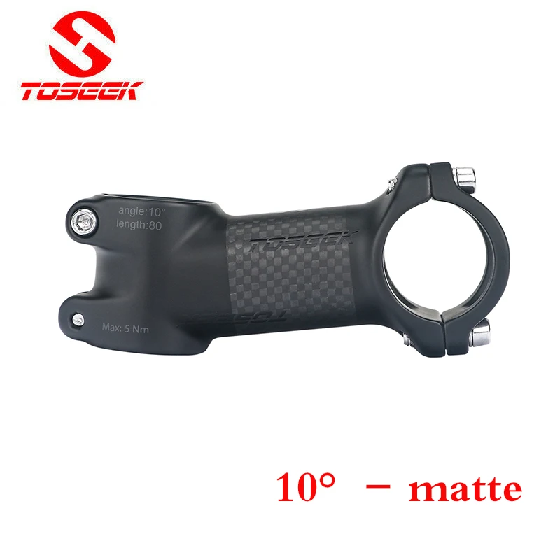 Toseek-vástago de bicicleta de fibra de carbono, 6/10/17/25/35 grados, ultraligero, 60/70/80/90/100mm, potencia de bicicleta de montaña, aluminio: Azul marino