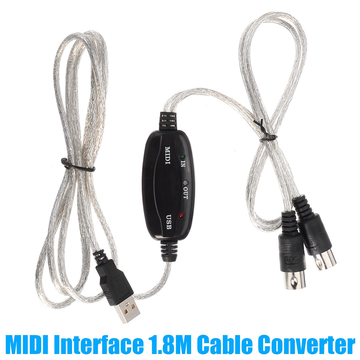 1.8m midi interface til usb kabel konverter stik pc til synthesizer musik keyboard kabel adapter til hjemmemusikstudie