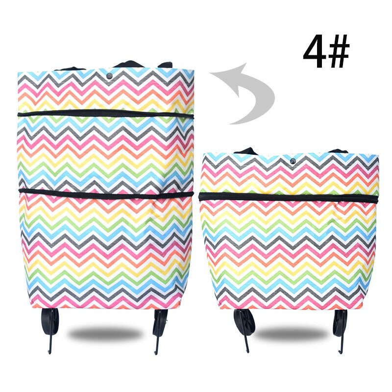 Caddie de Shopping pliable avec roulettes debout, extensible, réglable, grand espace, organisateur, sacs de courses portables: 4