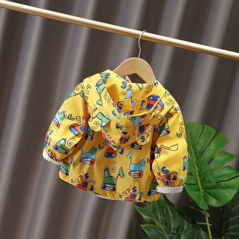 Børnetøj drenge jakker børn hætte lynlås overtøj baby print frakke spædbørn vandtætte hættetrøjer til piger almindelig