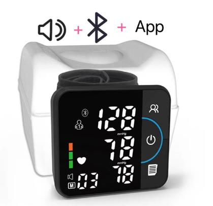 Bluetooth Voice Wrist Blood Pressure Monitor USB Rechargeable Large Display Tonometer Digital Sphygmomanometer baumanometer: Default Title