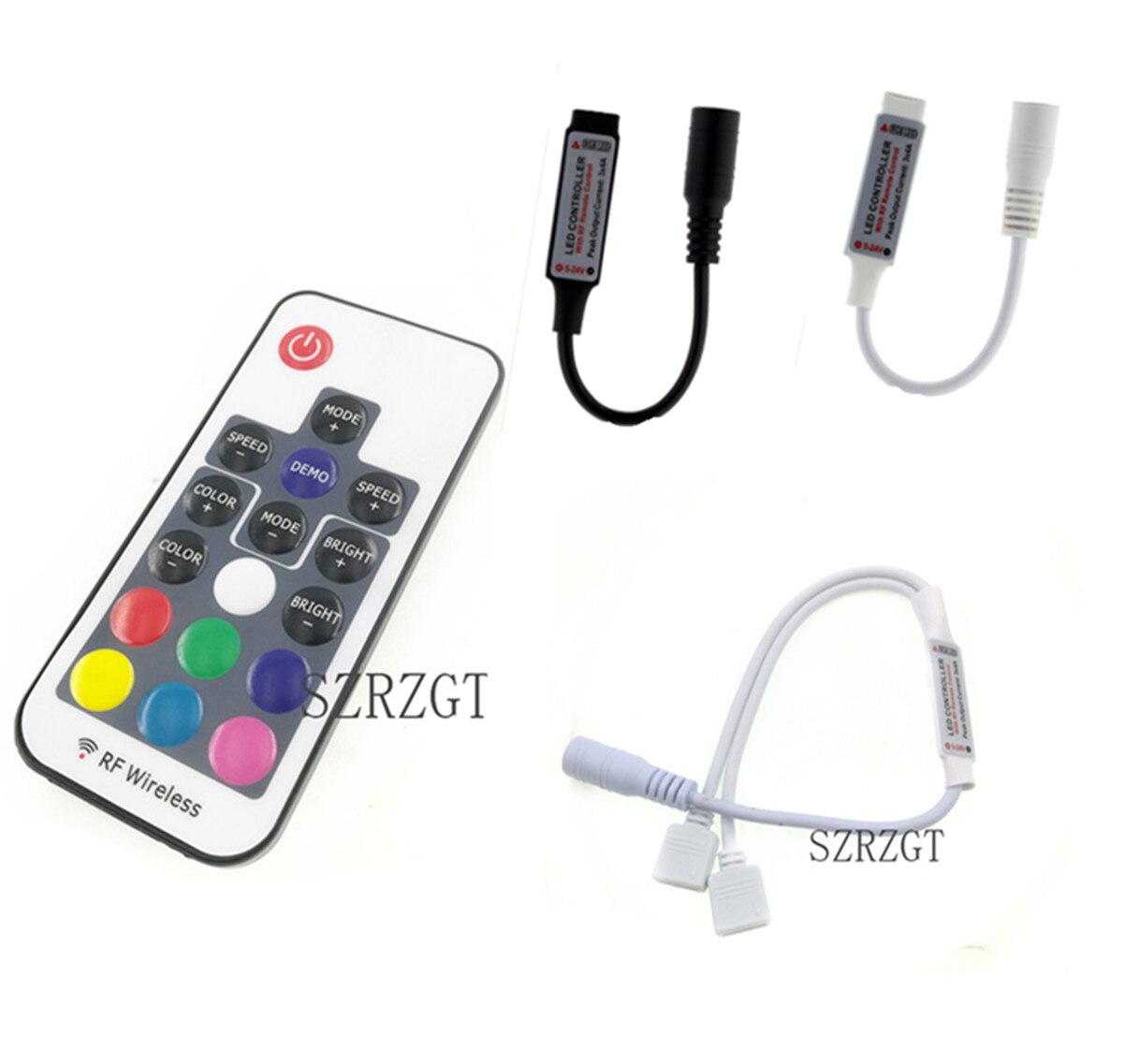 Gratis led rgb controller sort/hvid/doubel  dc12v 17 nøgle rf trådløs fjernbetjening til rgb led strip lys