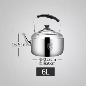 Stainless Steel Large Capacity Kettle Thickening Sound Kettle Gas Gas Cooker Teapot Home Kettle Camping Kitchen Kettle Stainless: 6L
