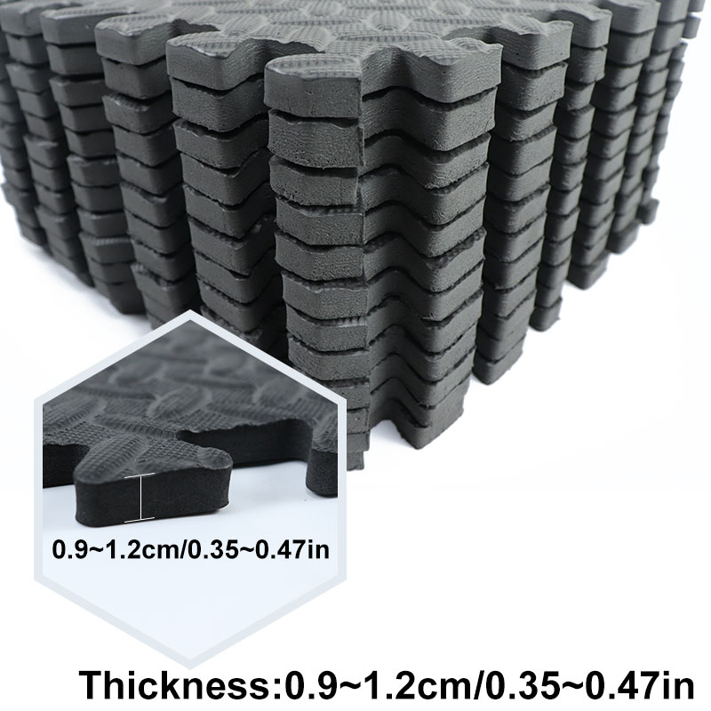 12 stk 30*30cm sportsbeskyttelse gym gulv eva leaf grain skridsikker splejsning gulvmåtte tykkere stødskum fitness yoga gummimåtter