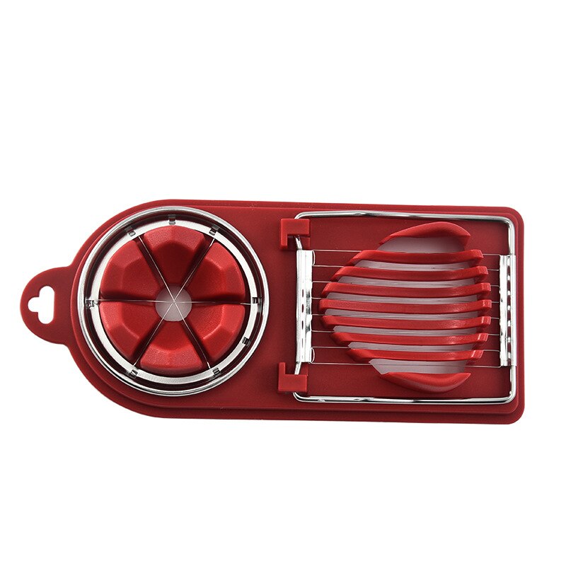 Multifunctionele Ei Slicer Cutter 2 In 1 Ei Snijder Rvs Fruit Slicer Voor Keuken Accessoires Utensilios De Cocina: Rood