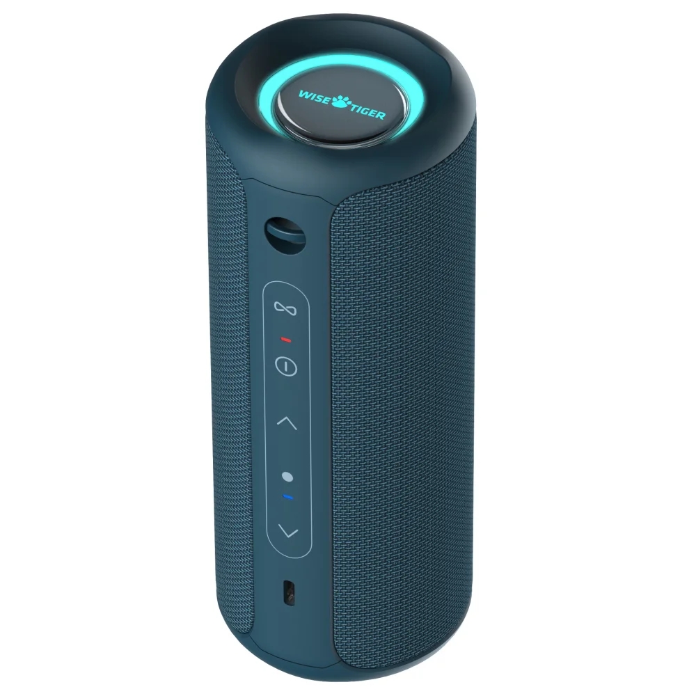 WISETIGER DEEYAPLE P3 30 W tragbarer Bluetooth-Lautsprecher für Höhle Außenbereich, IPX7 wasserdicht, kabellose Soundbox, BassBT5.3, RGB-Konnektivität: Blau