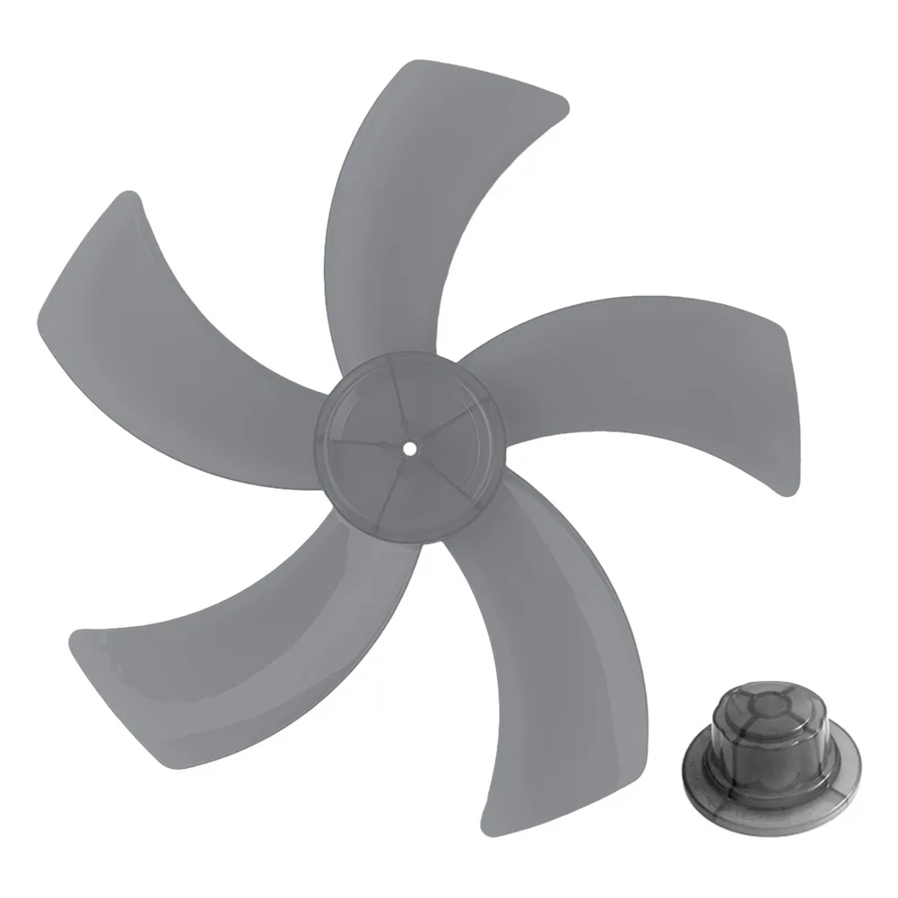 Fembladet 18 tommer ventilatorbladsudskiftning med møtrikdæksel, egnet til sokkel- og bordventilatorer, lavet af pp-plast: Hvid
