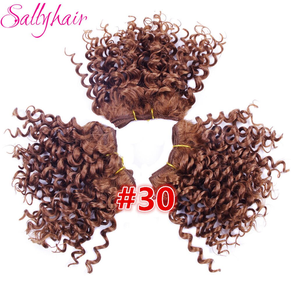 Sallyhair-extensiones de pelo rizado Afro, tejido de pelo rizado de ganchillo, Color negro, trama sintética de alta temperatura, 3 unidades por lote: #30