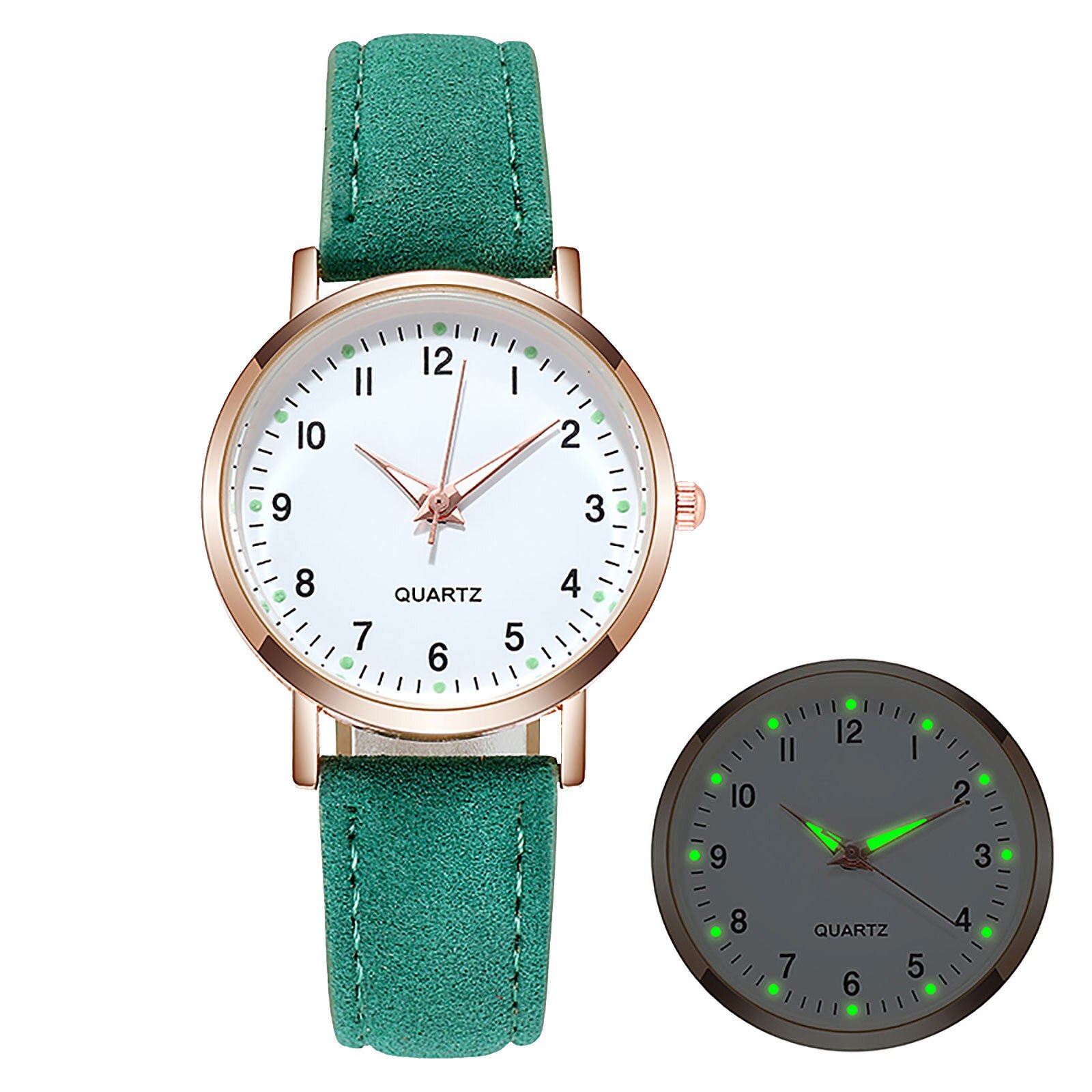 Women Luminous Wrist Watches Luxury Leather Band Analog Quartz WristWatch Ladies Watch Women Dress Reloj Mujer: Green