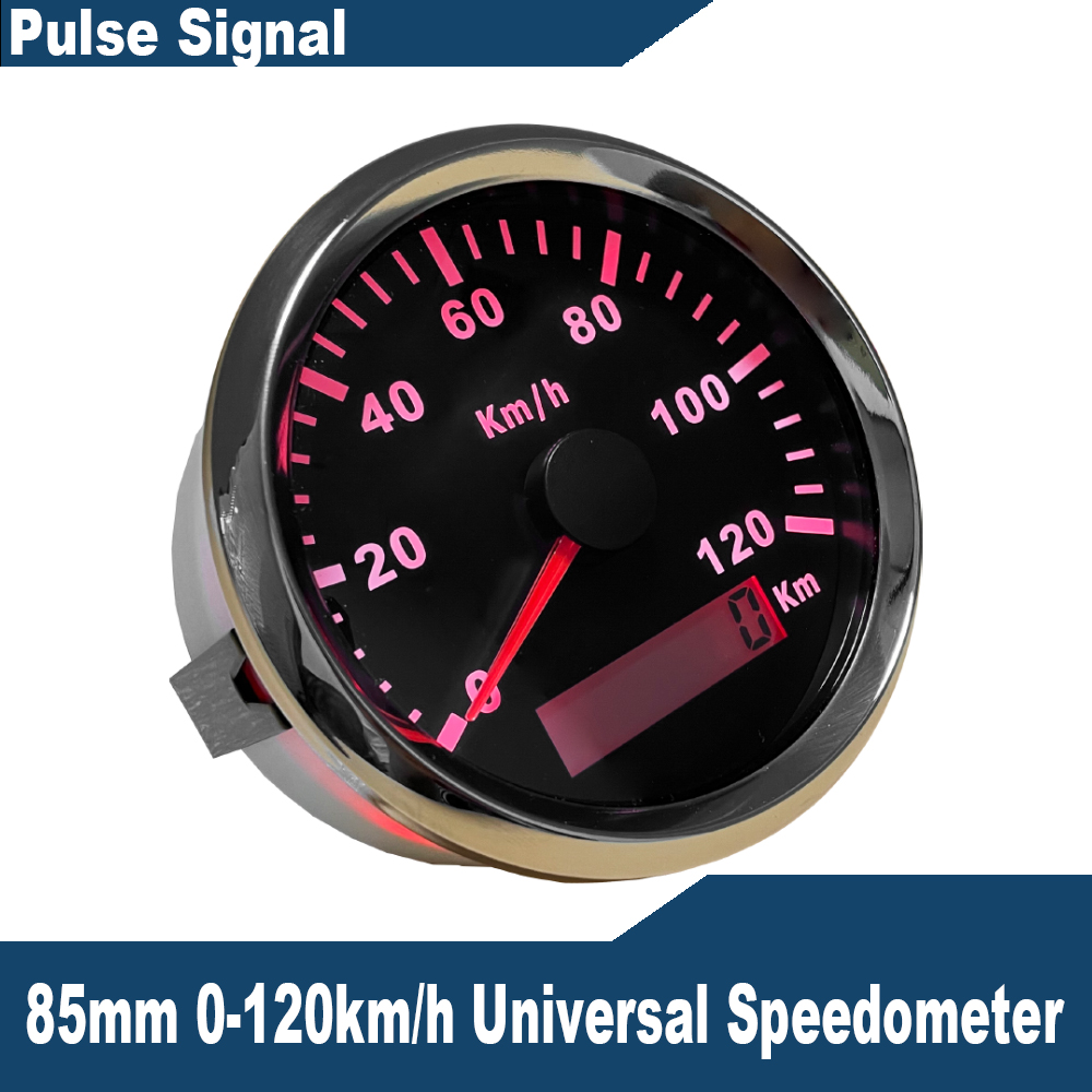 Universal 85mm Speedometer Odometer Speed Gauge 0-120/0-200 km/h for Car Truck Motor Auto with Backlight 12V 24V (Pulse Signal)