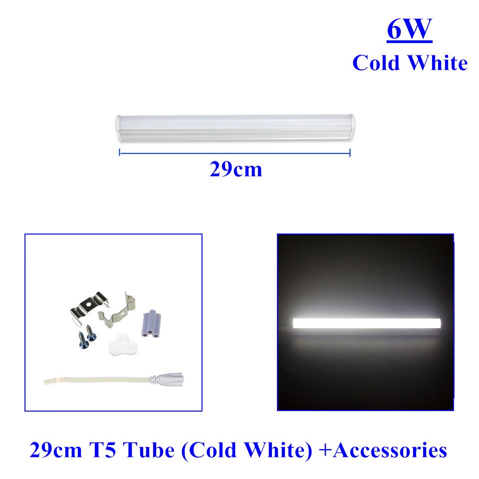 T5 LED lamp 220V-240V 6W 10W LED Tube light Bulb 29CM 57CM T5 light LED Fluorescent Tube Decoration Kitchen Cabinet lighting: 6W Tube Cold White