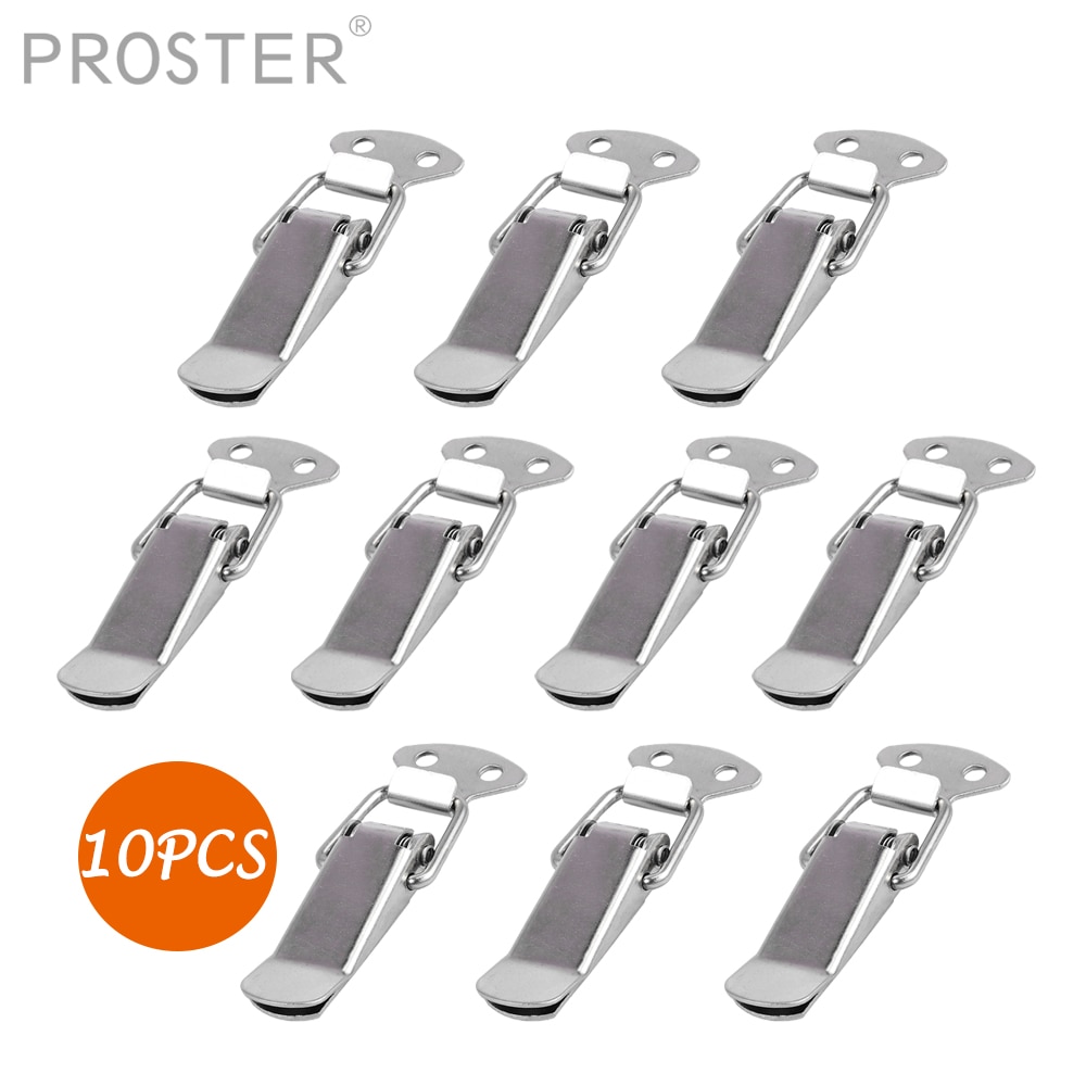 PROSTER 10Pcs Toggle Latch Catch Toggle Cabinet Box Locks Spring Hasps For Home Hardware Iron Nickel Alloy Loaded Card Buckles