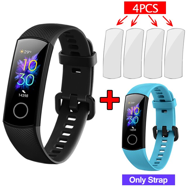 Original Huawei Honor Band 5 Smart Armband Oximeter Touchscreen Magische Farbe Schwimmen Erkennen Herz Rate Schlaf Nickerchen Ehre Band5: Add Blue Strap