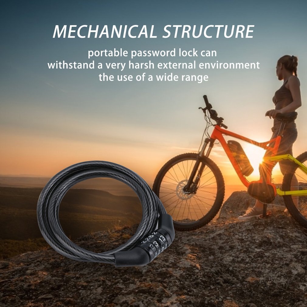 Bicycle Lock Code Key Locks Bike Cycling Password Combination Security Steel Wire Locks Bicycle Accessories