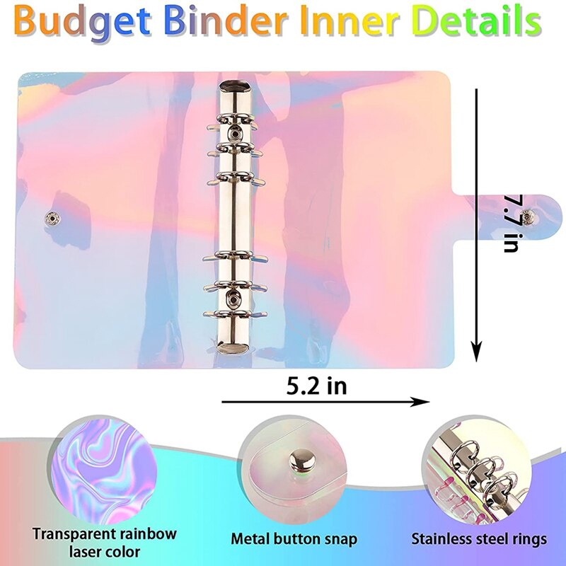 A6 Budget Binder Soft PVC Notebook 6-Ring Cover Planner Organizer with Budget Envelopes Sheets Pockets and Letters Label