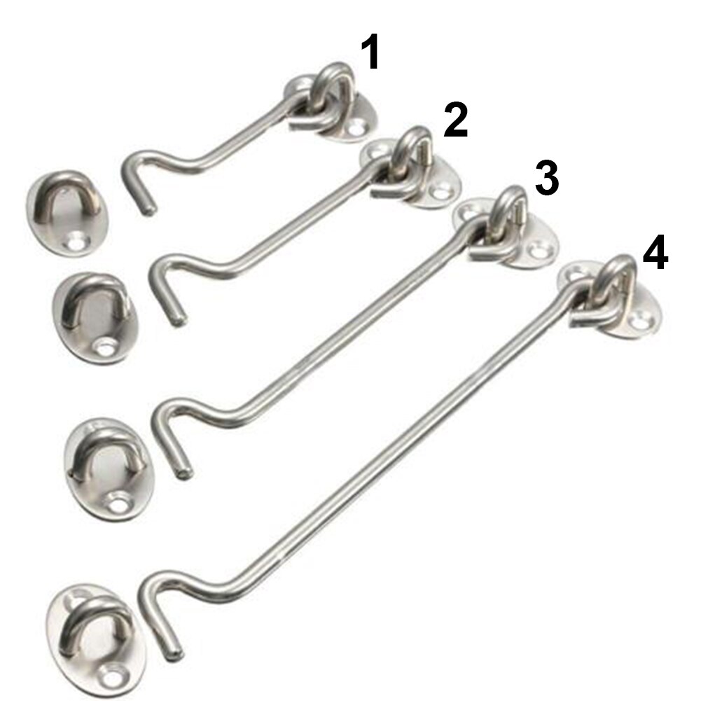 3/4/6/8 inches Stainless Steel Cabin Hook Latches Lock Shed Gate Door Catch Silent Holder Wind Brace