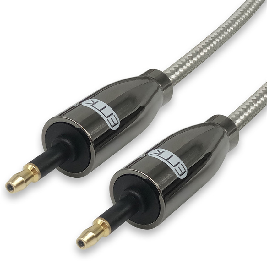 EMK Optisches Kabel 3,5 Mini Toslink zu Toslink Kabel Digitales SPDIF Glasfaser-Audiokabel Toslink 3,5 auf 3,5 Audiokabel 1 m 2 m: 1m