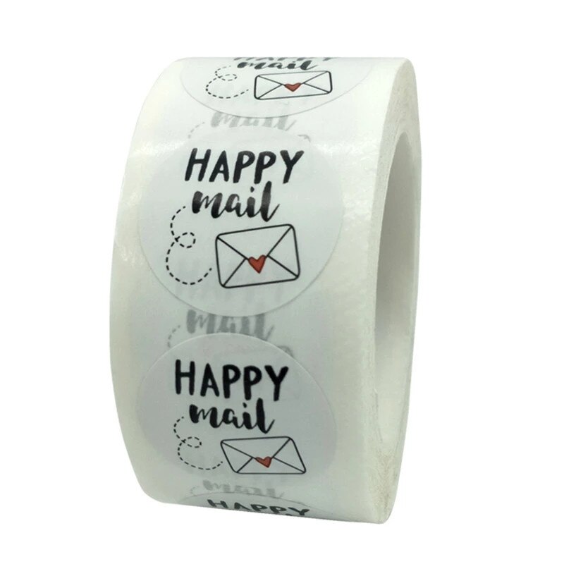 100-500pcs Happy Mail Stickers Scrapbooking1 Inch Round Kraft Stickers Seal Labels Envelope Packaging Labels Stationery Sticker: A 100PCS