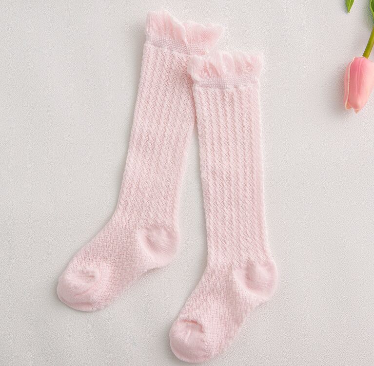 Calcetines hasta la rodilla de malla de algodón para bebé, niña recién nacida, de dibujos animados, de malla, baratos: Pink Mesh Socks