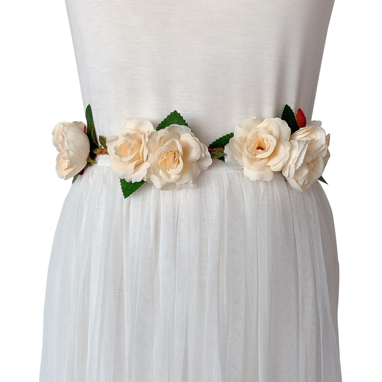 Ornamenti eleganti cintura fusciacche fatte a mano cintura da sposa simulato fiore rosa sposa festa festa fotografia vita ragazze: champagne