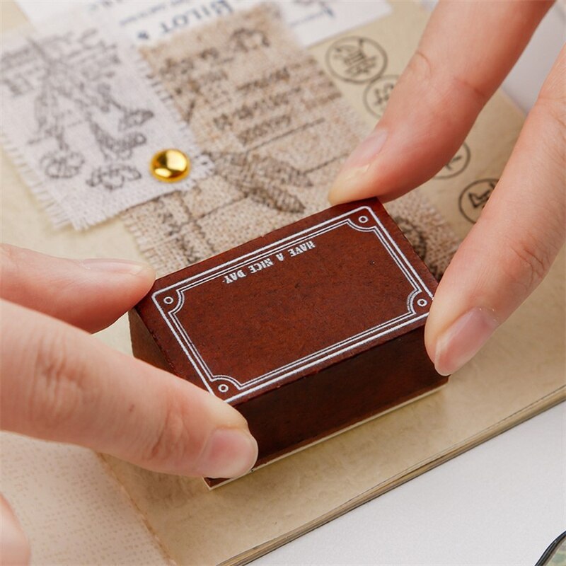 Timbre Standard Vintage pour Scrapbooking, étiquette à base de bordure noire, timbres en bois et caoutchouc, papeterie pour Scrapbooking, DIY bricolage