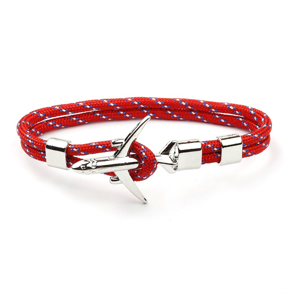 Gevlochten Armbanden Mannen Charm Rope Chain Vliegtuig Anker Armband Mannelijke Vrouwen Air Vliegtuig Stijl Gevlochten Armband Sport Haak: 13