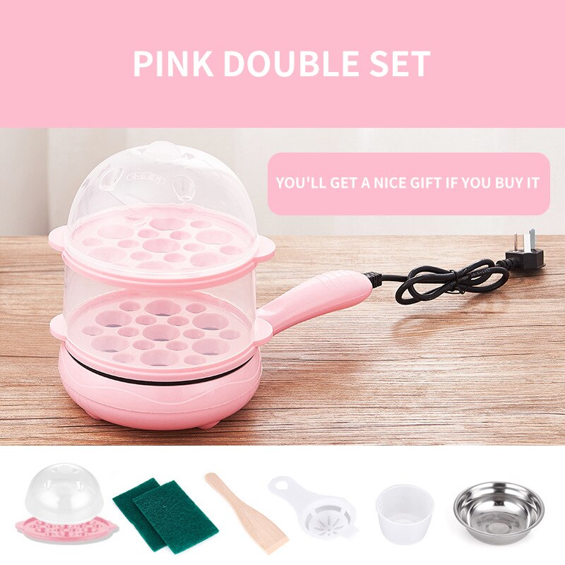 Mini Fried Eggs Artifact Non-Stick Electric Frying Pancake Egg Inserted Cooker Frying Double-layer Food Steamer Electric Pan: G