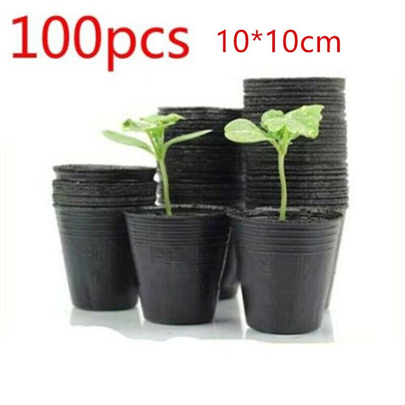 100pcs Plant Pots Small Terracotta Plastic Flower Pot Cactus Tiny Nursery Transplant Flower Pots Fall Resistant Tray Grow Box