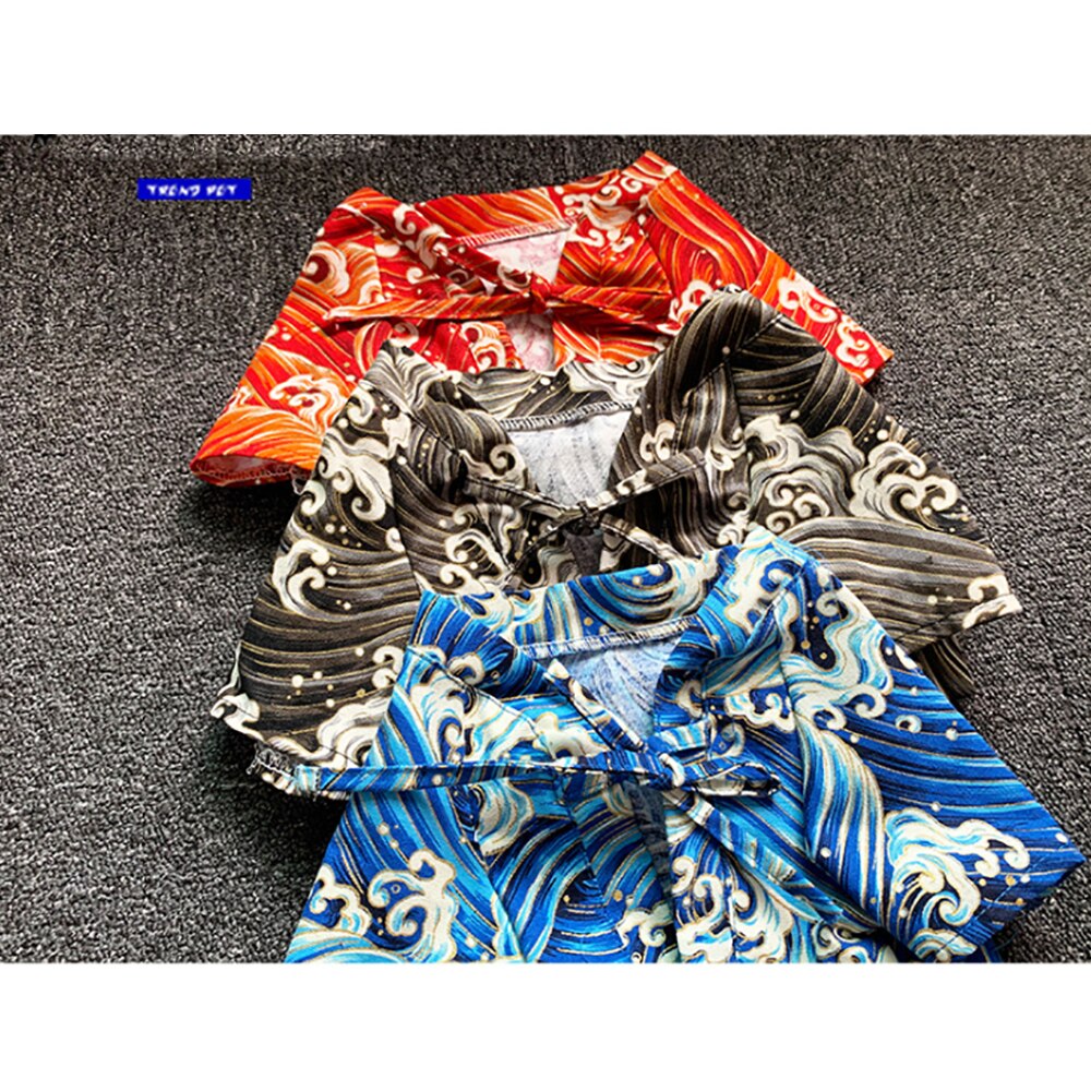 Tide Brand Pet Clothes Original Japanese Kimono Waves For Small Medium Large Dogs Spring And Summer Cat Ware Cool Fation