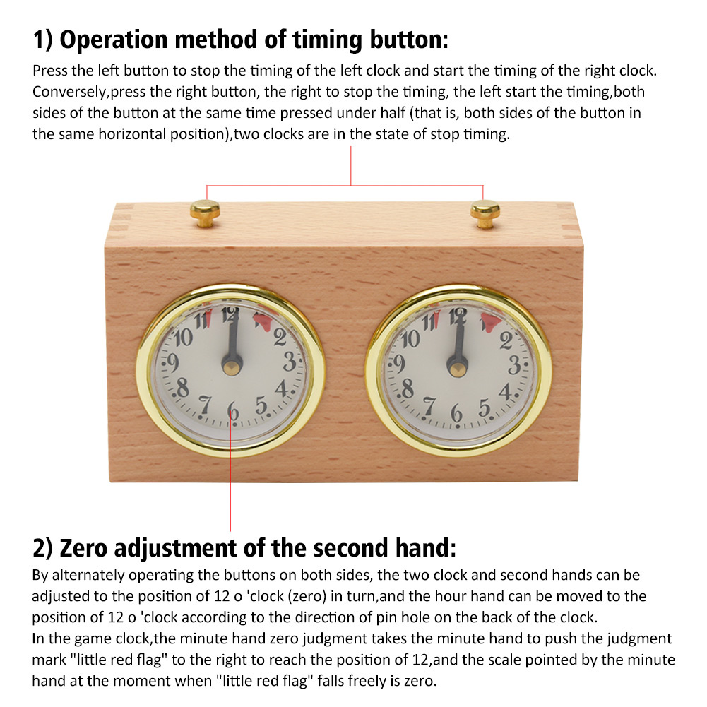 Tournament Countdown Mechanical Portable Analog Timing Tools Wooden Board Game Competition Compact Chess Clock Multifunction