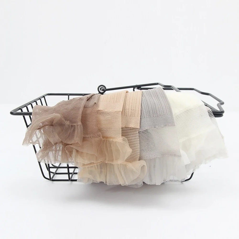 Velvet Woman Socks Ultra-thin Transparent Lace Frilly Ruffle Socks Women Summer Japane Style Harajuku Retro Long Socks