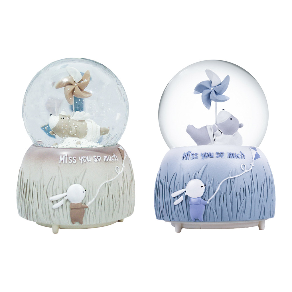 Novelty Crystal Ball Luminous Snow Globe Music Box Home Desktop Ornaments
